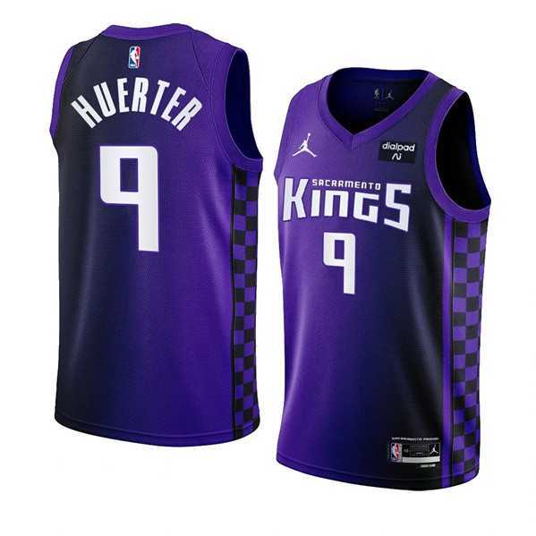 Men%27s Sacramento Kings #9 Kevin Huerter Purple 2023-24 Statement Edition Swingman Stitched Jersey Dzhi